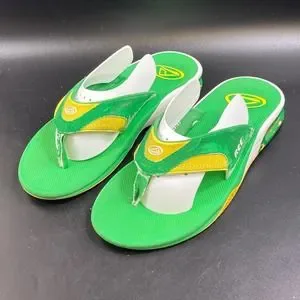 Reef fanning flip flops green yellow online